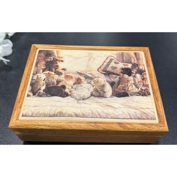 Vintage Wooden Jewelry Trinket BoxThings Worth Keeping , Steve Hanks Baby Teddy - Picture 3 of 8